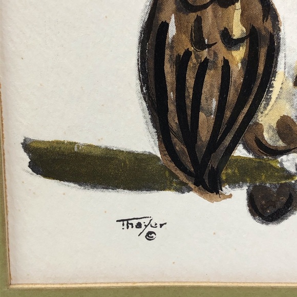 Vintage Owl Watercolor Painting by Lois Mae Thayer - Picture 5 of 11